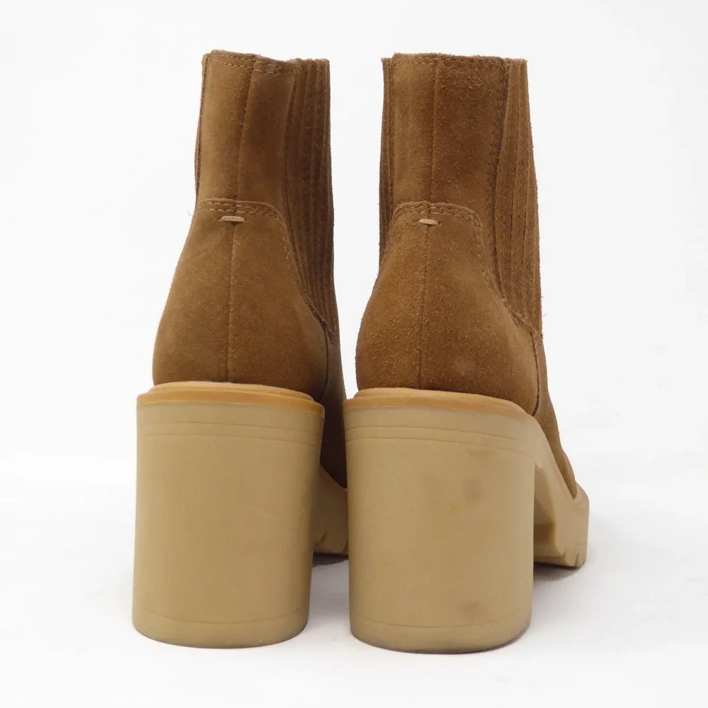Dolce Vita Women Caster H2O Booties Brown Suede Lug Sole Block Heel Size 6